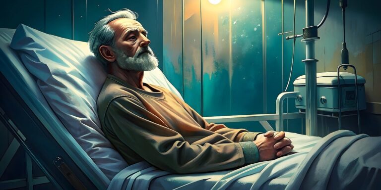 A man in a hospital bed