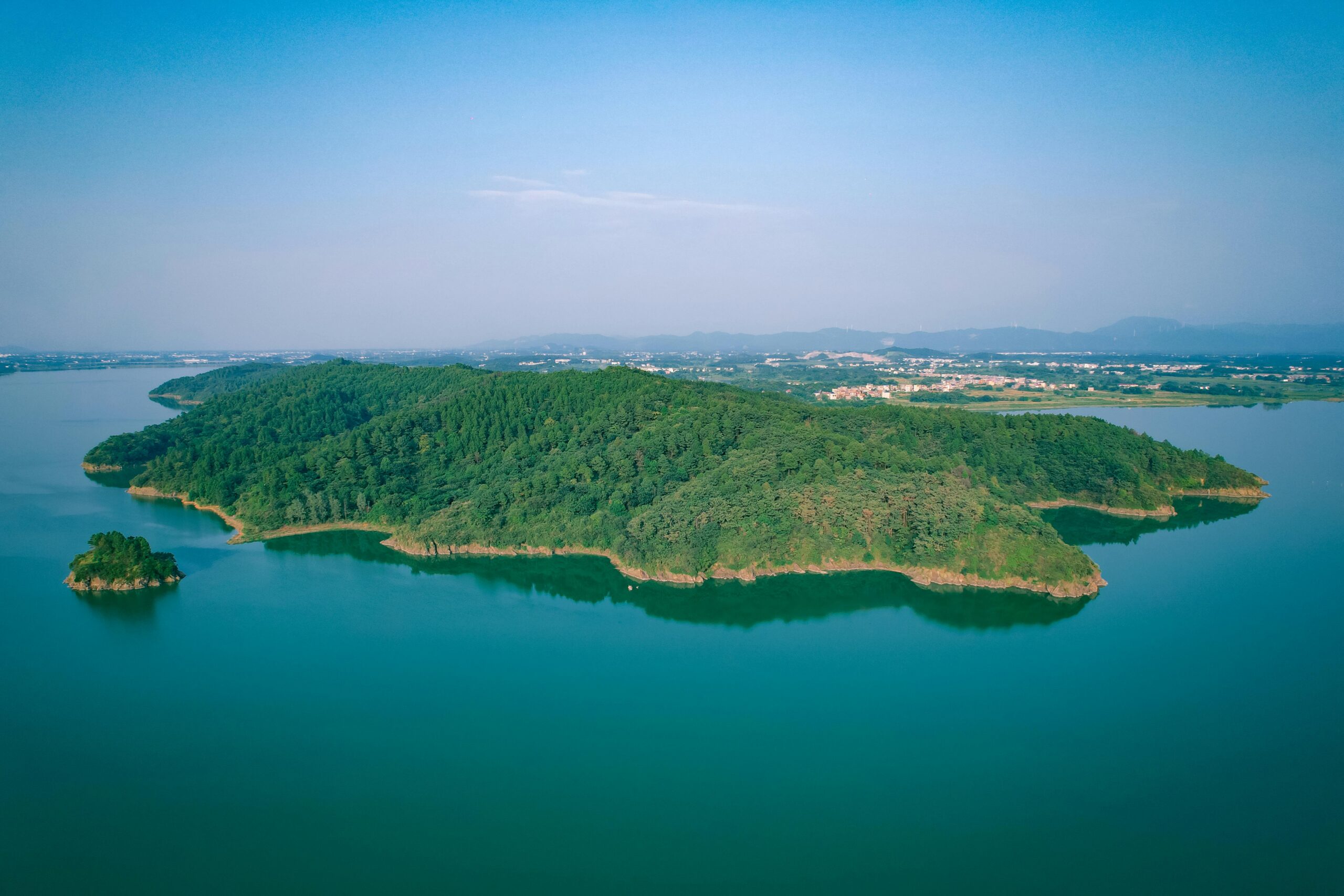 An island surrounded by water