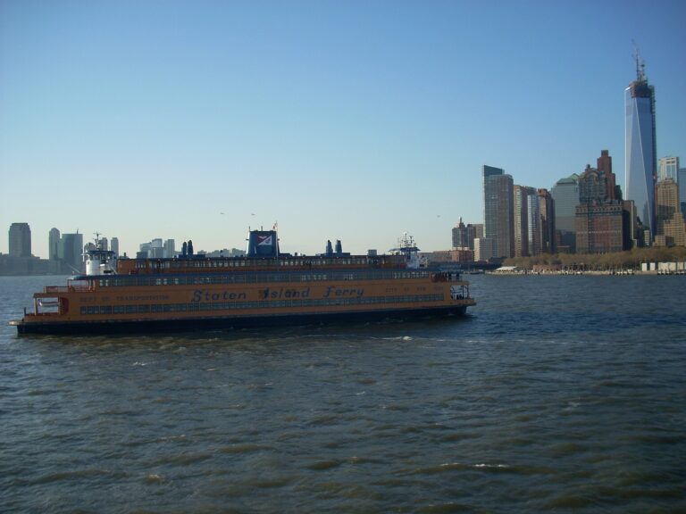 A ferry boat in the water